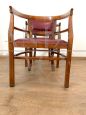 Set of 4 Art Deco tub chairs in wood and burgundy skai, Italy 1940s