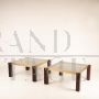 Pair of Faraone coffee tables by Renato Polidori for Skipper in wood, brass and smoked glass