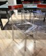 Set of 4 transparent and red Hi-Cut chairs by Philippe Starck for Kartell