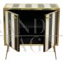 Sideboard with black and white glass stripes