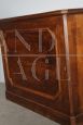 Antique small walnut reception counter with large drawers, Italy 1900s