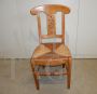 Set of 4 antique style honey walnut chairs with straw seat