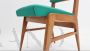 Set of 4 mid-century French dining chairs in green skai, 1950s