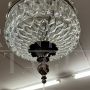 Vintage 1960s pendant light chandelier in worked glass and brass