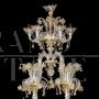 Large Rezzonico chandelier in crystal and gold Murano glass with 42 lights