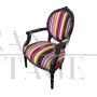 Antique style medallion armchair with multi-coloured fabric