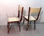 Pair of Carlo Ratti style chairs in wood and ivory skai, 1960s