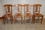 Set of 4 antique style honey walnut chairs with straw seat