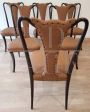 Set of 6 vintage 1950s rosewood and brown leather dining chairs