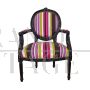 Antique style medallion armchair with multi-coloured fabric