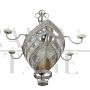 Large boat-shaped chandelier covered with Murano glass beads and tiles