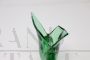 Vase with sinuous shapes in green submerged Murano glass, Italy 1960s