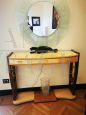 Elegant Art Deco console table in parchment and walnut briar, Italy 1930s