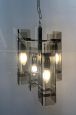 Veca chandelier pendant lamp in hand-cut smoked glass