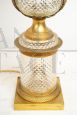 Antique French Empire lamp in gilded bronze and Bohemian crystal