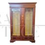 Antique style bookcase display cabinet inlaid and with silk-screened glasses