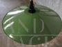 Industrial green metal saucer lamp from the 1940s