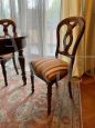 Set of 19th century extendable oval table with inlays + 4 chairs