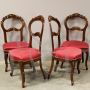 Set of 4 antique Louis Philippe chairs in walnut from the 19th century