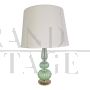 Green Murano glass table lamp with fabric lampshade