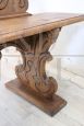 Antique carved bench from the second half of the 19th century in solid walnut