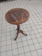 Antique round snap top table with inlaid chessboard, 19th century