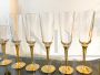 Set of 12 Murano glass and brass boat glasses, Italy 1980s