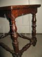 Vintage walnut coffee table with spool legs, early 20th century