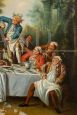 Banquet of aristocrats in the countryside - antique oil painting on canvas, 19th century