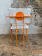 Pair of orange postmodern armchairs with white bouclé wool fabric