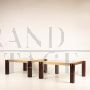 Pair of Faraone coffee tables by Renato Polidori for Skipper in wood, brass and smoked glass