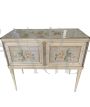 Vintage bar cabinet by Umberto Mascagni in parchment painted with floral motifs