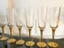 Set of 12 Murano glass and brass boat glasses, Italy 1980s