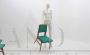 Set of 4 mid-century French dining chairs in green skai, 1950s