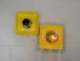 Pair of vintage yellow plastic ceiling lights, 1970s