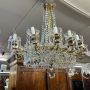 Large gilded bronze chandelier with crystals from the early 1900s