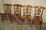 Set of 4 vintage straw chairs in walnut, never used