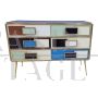 Chest of drawers with three drawers in multicolored glass