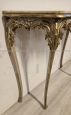 Piedmontese console with mirror in lacquered and gilded wood