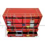 Dresser with four drawers in red multicolored Murano glass