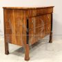 Antique Empire dresser in walnut with columns, 19th century Italy