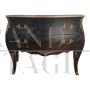 Baroque style dresser in black lacquered wood with golden top