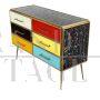 Vintage style 6 drawer dresser in multicolor glass