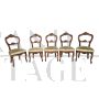 Set of 5 Louis Philippe style wooden chairs, 1960s