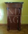 Antique Empire bedside table in cherry wood with marble top                            