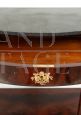 Antique French half-moon console in mahogany feather with black marble top