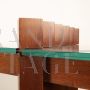 Design console attributed to Carlo Scarpa in solid wood with glass shelves