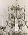 Large vintage Murano glass chandelier with crystal drops, 1950s