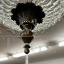 Vintage 1960s pendant light chandelier in worked glass and brass