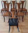 Set of 6 vintage 1950s rosewood and brown leather dining chairs